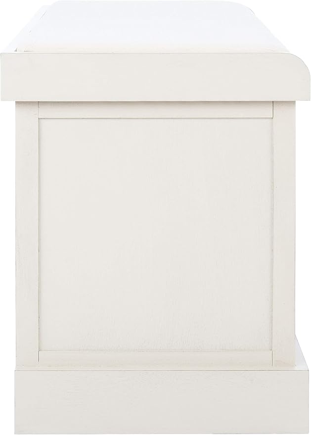 Safavieh Home Collection Landers Distressed White 2-Drawer/Cushion Storage Bench (Fully Assembled) BCH5702A