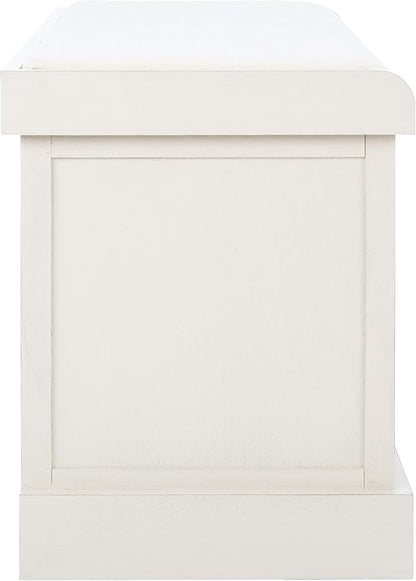 Safavieh Home Collection Landers Distressed White 2-Drawer/Cushion Storage Bench (Fully Assembled) BCH5702A