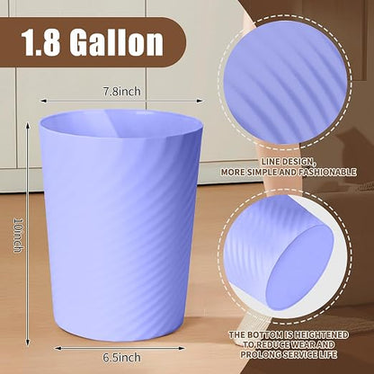 Small Trash Can - Plastic Waste basketbin for Office,Home,Bathroom,Kitchen - 1.8 Gallon - Purple