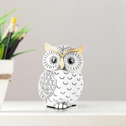 Owl Statue for Home Decor Accents,Owl Decor for Bookshelf Bedroom Living Room Office Table Desk Mantle TV Stand Boho Decoration,Modern Shelf Decor Accents Animal Sculptures for Birds Lovers,Owls Gift