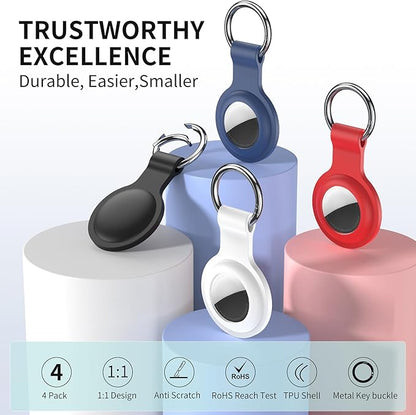 Compatible with AirTag Holder Case Keychain 4 Pack, for AirTag 1st & 2nd Generation Key Chain Ring Case Cover for Air Tag Holder GPS Tracker Item Air Tags Finders Air Tagholder for Kids,Bags,Luggages