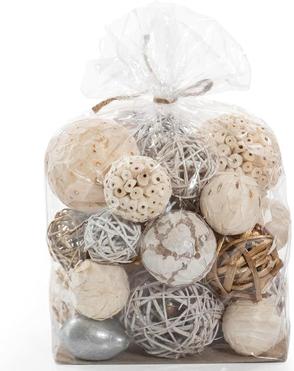 ANDALUCA Large Decorative Vase Filler Bag with Orbs, Balls (Golden Silver)