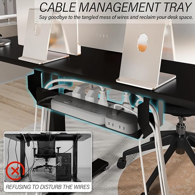 Kingant Standing Desk Height Adjustable Small Electric Stand Up Desks [32 x 24 Inch] - Ergonomic Sit Stand Desk Rising Desks for Home Office Computer Desk Stand Desk Workstation with Cable Management