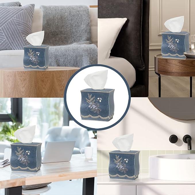 Resin Tissue Box Cover for Modern Home Decor - Minimalist Square Tissue Box Holder for Guest Room, Bedroom, Bathroom, Tabletop & Office - Durable and Aesthetic Tissue Holder, Capri