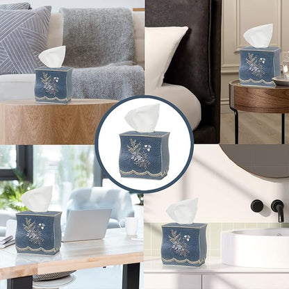 Resin Tissue Box Cover for Modern Home Decor - Minimalist Square Tissue Box Holder for Guest Room, Bedroom, Bathroom, Tabletop & Office - Durable and Aesthetic Tissue Holder, Capri