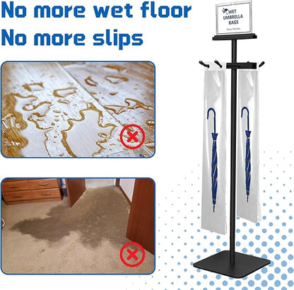 Montex Wet Umbrella Stand with Free 200 Plastic Umbrella Bags and Holder