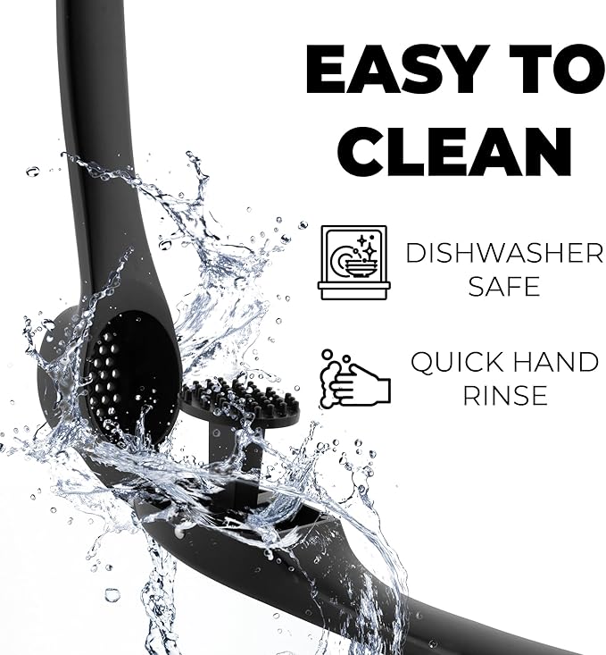 Zulay Kitchen Premium Garlic Press Set – Rust Proof & Dishwasher Safe Garlic Mincer Tool with Silicone Garlic Peeler & Brush, Easy Squeeze & Clean, Ergonomic Soft Grip Handle - Medium – Black