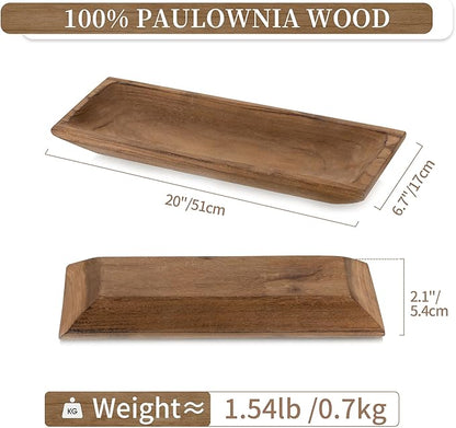 Hanobe Decorative Wood Dough Bowl: Large Long Wooden Bowl for Entry Way Table Home Decor - Coffee Table Decor for Living Room - Dining Table Centerpiece Decor, Brown