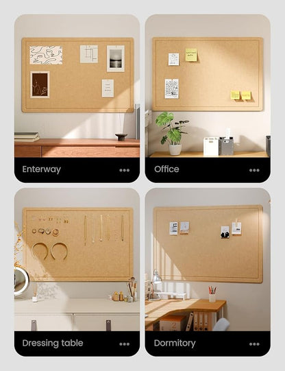 Fluxynara Bulletin Board,35.4" x 23.6" Cork Board Alternative with 12 Safe Removable Adhesive Tabs, Foldable Felt Pin Board for Home Office, Classroom, Bedroom,Entryway for Walls— Mustard Yellow