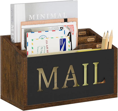 YINMIT Mail Organizer Countertop, Mail Holder with 3 Compartments, Mail Holder Sorter for Desk, Mail Organizer Wall Mounted, Countertop Desk Office Accessories Organizer for File Paper Folder