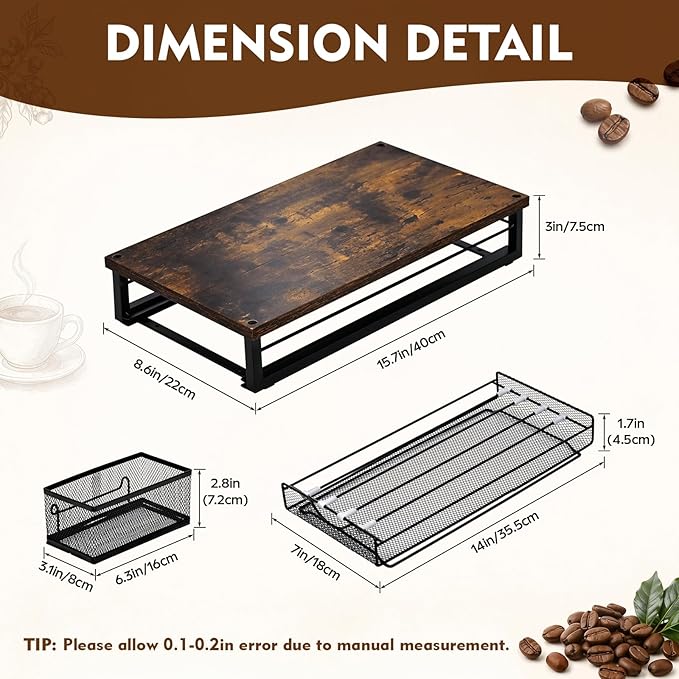 Coffee Pod Holder for Countertop Coffee Bar Organizer 45 Capacity Capsule Pods Storage Coffee Pod Drawer for Coffee Pods Holder Organizer with Sliding Basket for Home Kitchen Office Coffee Bar Station
