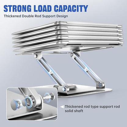 JOYEKY Laptop Stand for Desk, Adjustable Computer Stand with 360° Rotating Base, Ergonomic Laptop Riser for Collaborative Work, Foldable & Portable Laptop Stand, fits for All 10-16" Laptops