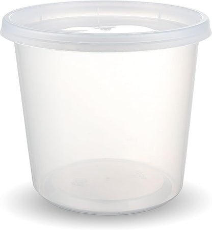DuraHome Deli Containers with Lids 24oz. Leakproof 30 Sets BPA-Free Plastic Food Storage Cups Clear Airtight Takeout Container Heavy-Duty, Microwaveable Freezer Safe Disposable/Reusable