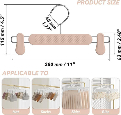 Frosted Embossing Skirt Pants Hangers with Clips for Women 30 Pack, Adjustable Heavy Duty Kids, Toddler, Children, Baby Shorts Hanger, Space Saving Non-Slip with 360° Swivel Hook (Apricot)