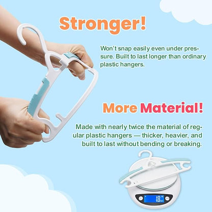 Baby Hangers 28 Pack, Durable Plastic Kids Hangers for Closet Organization, Bright Rainbow Colors & Stackable Design, Adjustable from Infant to Teen