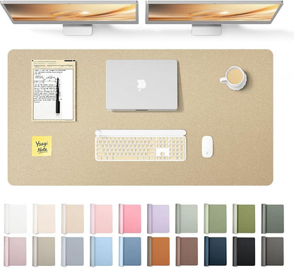 YSAGi Leather Desk Pad Protector, Office Desk Mat, Large Mouse Pad, Non-Slip PU Leather Desk Blotter, Laptop Desk Pad, Waterproof Desk Writing Pad for Office and Home (Gold,47.2" x 23.6")