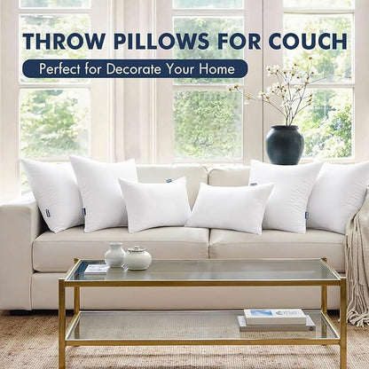 MIULEE Throw Pillows Inserts, Pack of 4 18x18 Inch 100% Virgin Fiber Filling Bed Couch Pillows