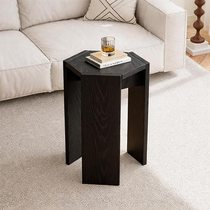 Single Solid Wood Nesting Coffee Table, Modern Modular End Table with Multiple Layouts, for Living Room Layout - Black - 12.2" L x 12.2" W x 16.7" H