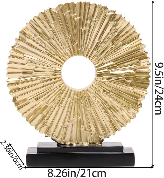 DOVDOV Gold Home Decor Sculpture, Unique Round line Statue, Modern Home Decor, Decorative Panel Statue Gold Decoration for Living Room TV Stand, Office, Bedroom, Dining Table Centerpiece.