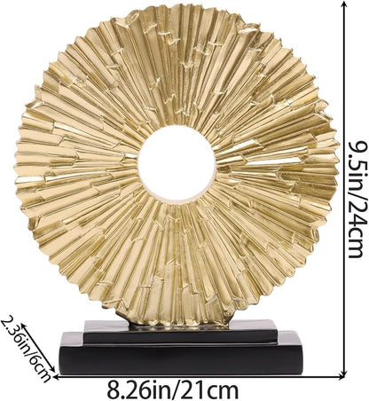 DOVDOV Gold Home Decor Sculpture, Unique Round line Statue, Modern Home Decor, Decorative Panel Statue Gold Decoration for Living Room TV Stand, Office, Bedroom, Dining Table Centerpiece.