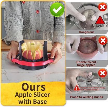 Newness 5.12 In Large Apple Slicer, Cut 12 Thin Slices All the Way Through, HEAVY - DUTY Stainless Steel Apple Corer & Slicer for Fruits & Vegetables - Dishwasher Safe