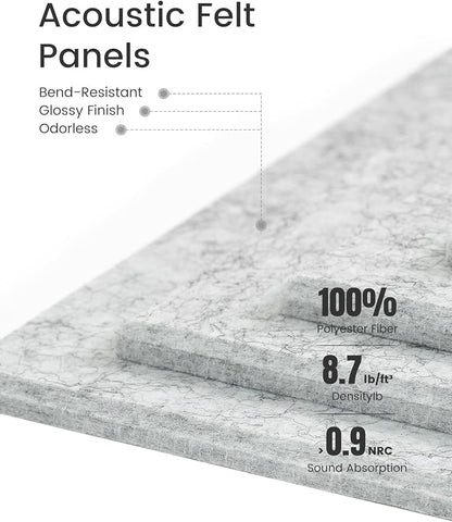 Fluxynara Felt Bulletin Board Tiles -28"x18" Cork Board Alternative for Office Decor, Push Pin Board Wall Organizer 6-Pack-Marble Gray
