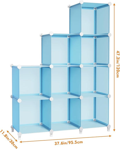 HOMIDEC Closet Organizers and Storage, 9 Cube Storage Organizer, Portable Closet Organizer Storage Cubes Shelves, Blue