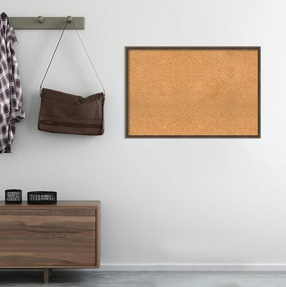 Amanti Art Natural Cork Board for Wall, 25x37 Vision Board with Brown Wood Frame, Large Corkboard Office Decor for Home Organization, Modern Contemporary Corkboard Pinboard to display items for home