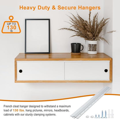 Apragaz French Cleat, Picture and Mirror Hanger with Hardware,Keep Level,130 lbs, Aluminum，30 Inch-4 Pairs