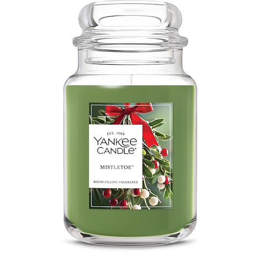 Yankee Candle Mistletoe, Christmas Scented Candle, 22oz Large Jar with up to 150 Hour Burn Time, Giftable, Holidays