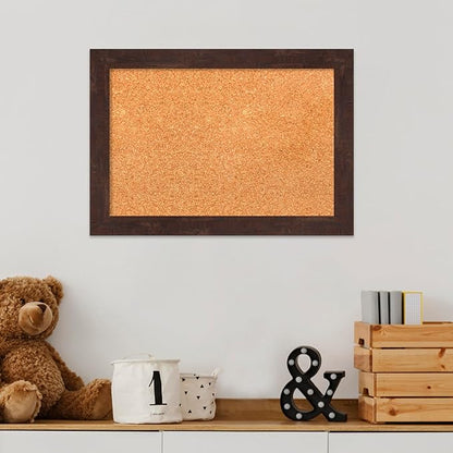 Amanti Art Natural Cork Board for Wall, 15x21 Vision Board with Brown Wood Frame, Small Corkboard Office Decor for Home Organization, Country Rustic Corkboard Pinboard to Display Items for Home