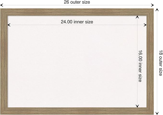 Amanti Art White Cork Board for Wall, 18x26 Vision Board with Brown Wood Frame, Medium Corkboard Office Decor for Home Organization, Casual Corkboard Pinboard to display items for home organization