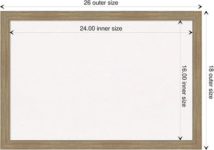 Amanti Art White Cork Board for Wall, 18x26 Vision Board with Brown Wood Frame, Medium Corkboard Office Decor for Home Organization, Casual Corkboard Pinboard to display items for home organization