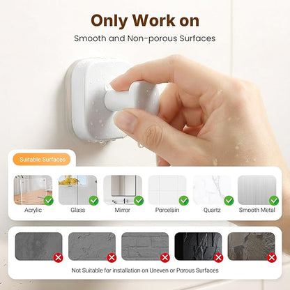3 PCS Bathroom Hooks for Towels, Suction Cup Hooks for Shower, Door Hooks for Hanging Robe Loofah Removable Wall Hooks for Kitchen Glass Window White