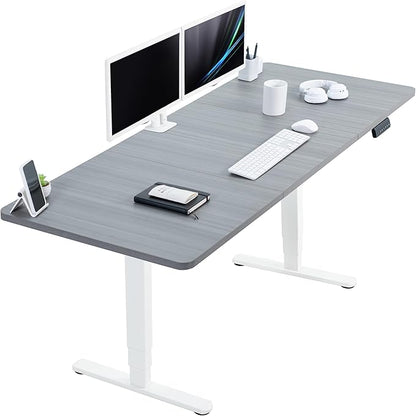 VIVO Electric 71 x 30 in Dual Motor Sit Stand Desk, Memory Height Adjustment, 2B Series, Dark Gray Top White Frame, DESK-KIT-2W7G