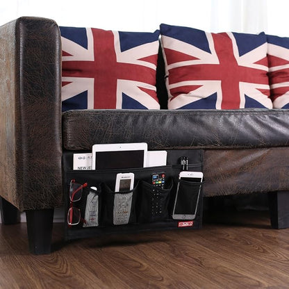 Zafit Bedside Storage Organizer - 6 Pockets, Table Cabinet Caddy for Remotes, Phone, Glasses (Black)