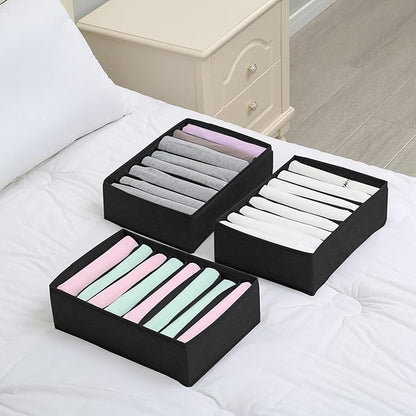 Qozary 4 Pack Drawer Organizers for Clothing, 8 Grids Foldable Closet Organizers and Storage Bins for Bedroom, Dresser Organizer Boxes for Thin T-shirts, Tank Tops