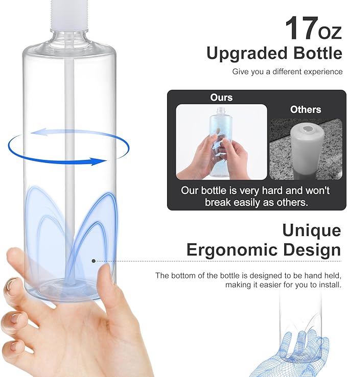 GAGALIFE Built in Sink Soap Dispenser or Lotion Dispenser for Kitchen Sink, Matte Black ABS Pump Head, with 17 Ounce PET Large Soap Bottle