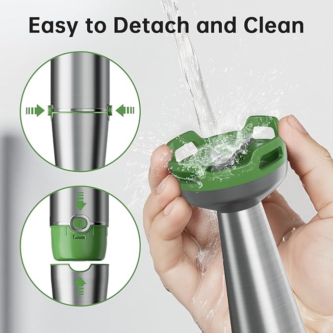Turelar Immersion Blender Handheld Corded Hand Blenders Set 1100W, Trigger Variable Speed 5 in 1 Stick Emulsifier with Chopper, Whisk and Frother for Soup, Baby Food and Smoothies, Green