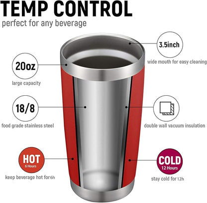 COMOOO 20oz Double Wall Vacuum Insulated Travel Mug, Stainless Steel Tumbler with Lid and Straw Durable Powder Coated Insulated Coffee Cup for Cold & Hot Drinks (Red, 4 PACK)