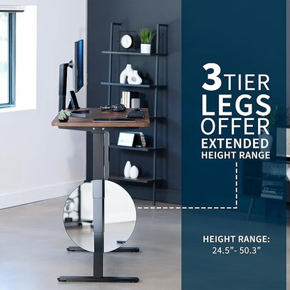 VIVO Electric 55 x 28 in Dual Motor Sit Stand Desk, Memory Height Adjustment, 2B Series, Rustic Vintage Brown Top Black Frame, DESK-KIT-2B55N