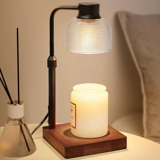 KLL Candle Warmer Lamp with Timer: M Birthday Gift for Women - House Warming Gift New Home Decor, Dimmable Wax Melt Warmer for Jar Candles with 2 Bulbs - Brown