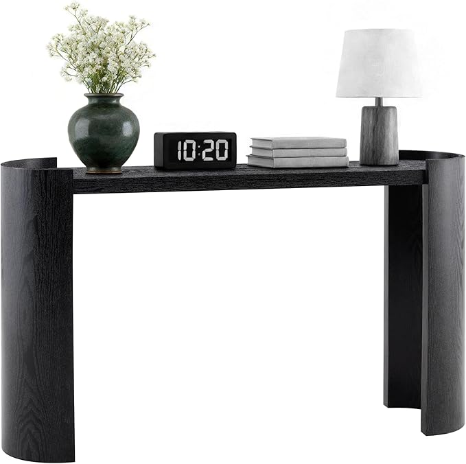 53 Inch Console Table, Modern Entryway Table with Rounded Corners, Narrow Sofa Table Behind Couch for Foyer, Hallway, Living Room,Black