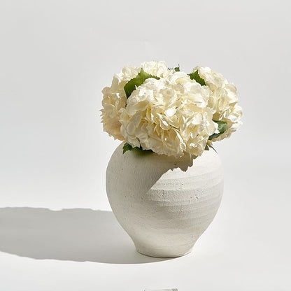 LB2 White Ceramic Large Vase, 11" Tall Zen Style vase, Terra Cotta Pitcher Vase, Distressed Farmhouse Decor, Pottery Decorative Flower for Home Decor (C - White 11.8")