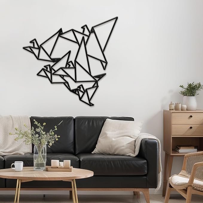SIGNLEADER Metal Wall Art Decor Flocks of Flying Birds Modern Abstract Wall Sculpture Hangings Home Decoration for Living Room, Bedroom, Bathroom, Kitchen, Outdoor - 12" Black