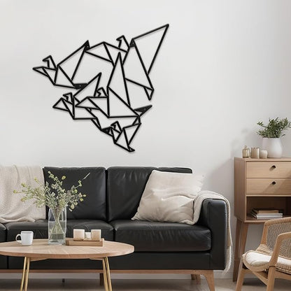 SIGNLEADER Metal Wall Art Decor Flocks of Flying Birds Modern Abstract Wall Sculpture Hangings Home Decoration for Living Room, Bedroom, Bathroom, Kitchen, Outdoor - 24" Black