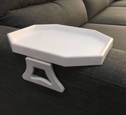 Xchouxer Sofa Arm Clip Table, Armrest Tray Table, Drinks/Remote Control/Snacks Holder (White , 2.5D x 9W x 4.5H in
