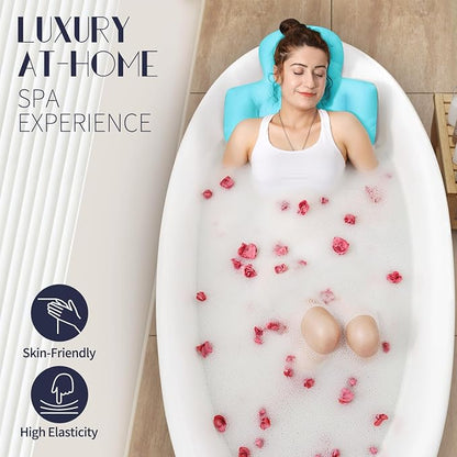 Full Body Bath Pillow for Bathtub, Thick Bathtub Cushion, Luxury Tub Pillow for Bath for Headrest Neck and Back Support Ocean Blue 60" x 16"