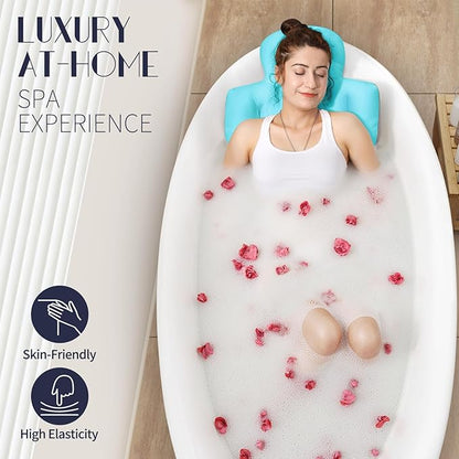 Full Body Bath Pillow for Bathtub, Thick Bathtub Cushion, Luxury Tub Pillow for Bath for Headrest Neck and Back Support Ocean Blue 56" x 16"