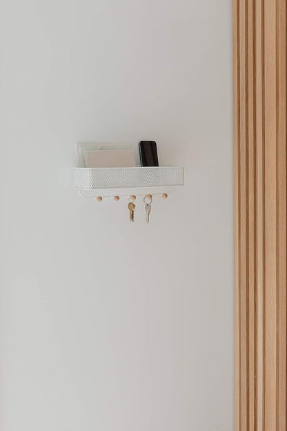 Umbra Estique Entryway Organizer, Great for Storing Keys, Small Accessories, Mail, Wallets and More, Small, White/Natural